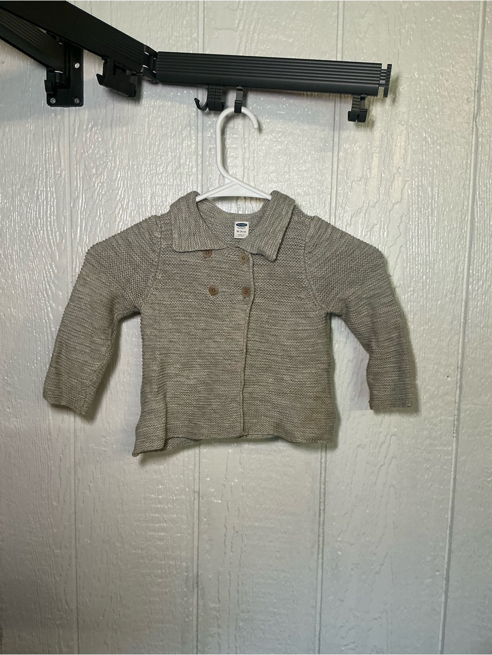 Old Navy Taupe Double-Breasted Knit Cardigan